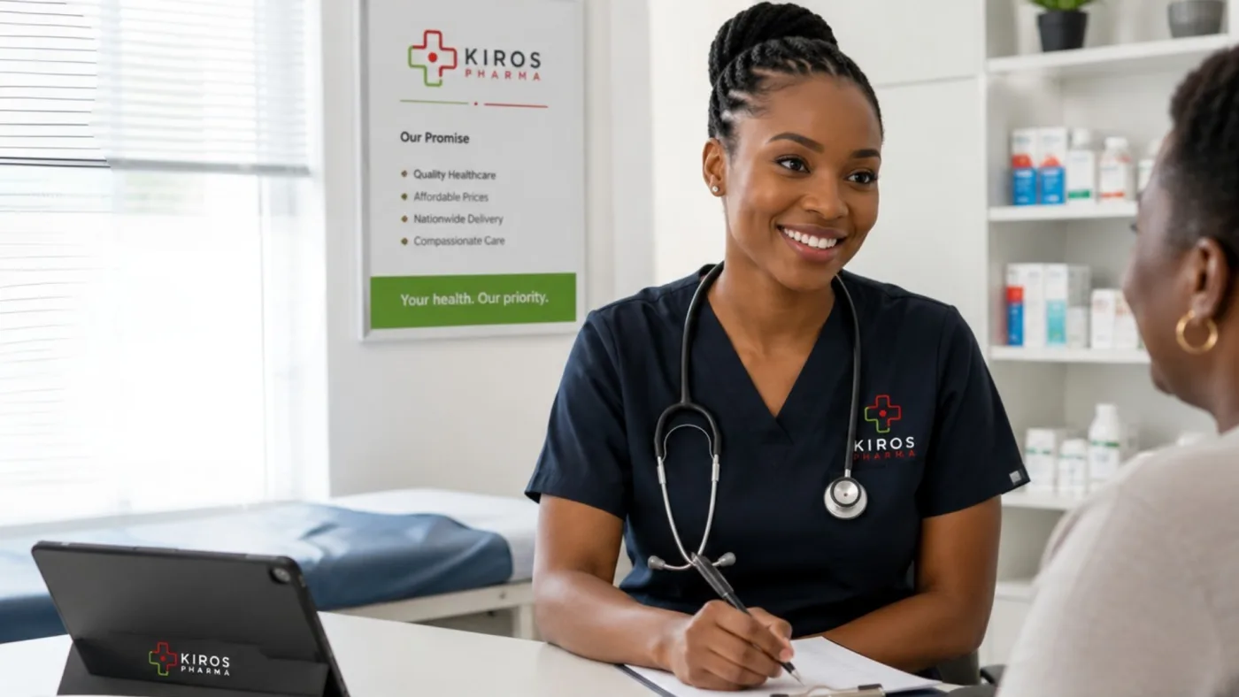 A Kirospharma pharmacist in consultation with a patient